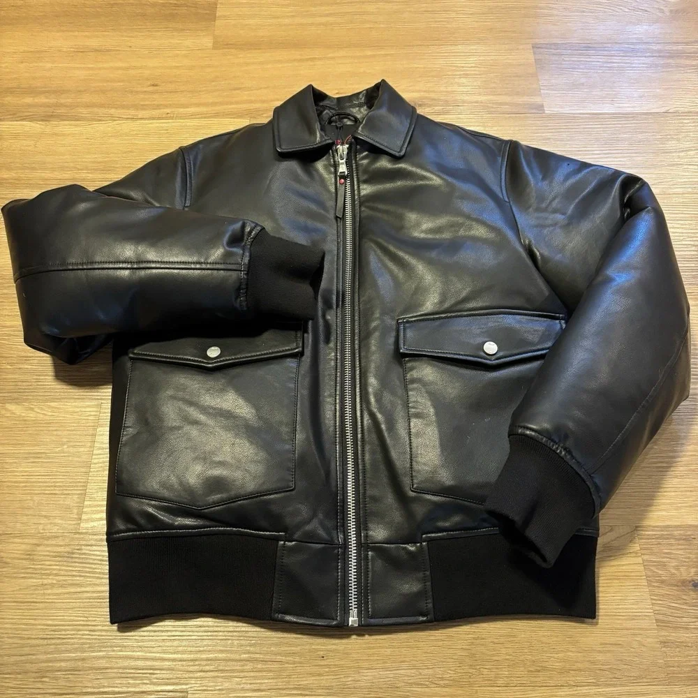Robert Graham SAMPLE Bomber Jacket Men's M Black Faux Leather Fall 2024 RGF24R19